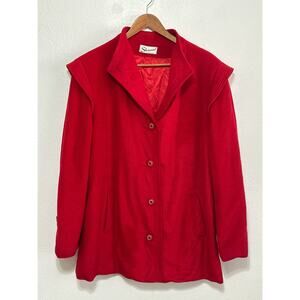 VTG Sherwood made in USA Velvet Extended Shoulder Coat Jacket 16 Red Punk Retro